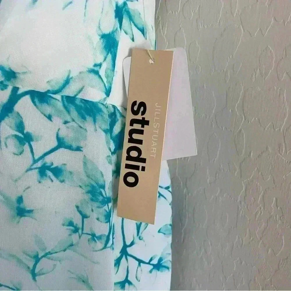 NWT Jill Stuart High Low Halter Maxi Dress Turquoise White Size 4 - Picture 8 of 16